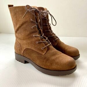 Revitalign Stratton Suede Leather Lace Up Mid Calf Boot Bison Brown Womens 10D